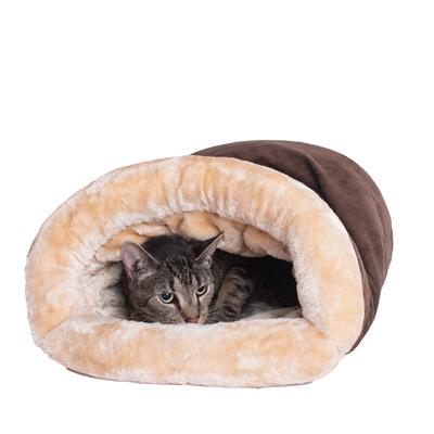 Sleep Shape Cat Dog Cave Bed, Indian Red by Armarkat in Beige