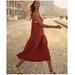 Free People Dresses | Free People Drop Waist Midi Dress | Color: Red | Size: L