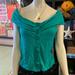 Free People Tops | Free People Teal Button Down Off The Shoulder Top | Color: Blue/Green | Size: L