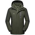 Balcony&Falcon Men's Jacket 3 in 1 Water Resistant Softshell Jacket Men Waterproof Jacket Men Removable Fleece with Adjustable Hood Jacket Men Mountain Hiking Jacket - Green - M