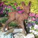Baby Deer Fawn Brown Metal Outdoor Garden Statue - 15" H x 12.5" W x 5" D
