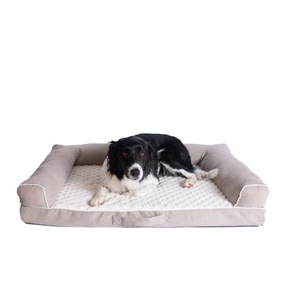 Bolstered Pet Bed Cushion With Memory Foam, Medium Ivory & Beige by Armarkat in Ivory