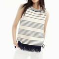 J. Crew Tops | J. Crew Fringed Boatneck Sleeveless Striped Shell Navy And Cream Size Small | Color: Blue/Cream | Size: S