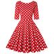 MINTLIMIT Women's Audrey Hepburn Vintage Style Rockabilly Cocktail Swing Dress Polka Dots,Red,L