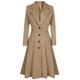 Outerwear Womens QUINTRA Ladies Winter Long Sleeve Faux Fur Wool Lapels Button Coat Slim-Fit Waist Coat Trench Coat Cardigan Jacket Wrap Long Coat Oversized Baggy Cardigan Beige