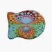 e by design Phychedelic Swirls Fish Shape Pet Feeding Placemat in Blue/Green | 0.5 H x 19 W x 14 D in | Wayfair PMFAB1544X4BL55