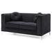 Everly Quinn Grey Fabric Upholstered Channel-tufted Loveseat Velvet in Black | 32 H x 65 W x 34 D in | Wayfair 904A1BABEEE94B75BE5641555B1E59B7