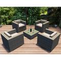 Wade Logan® Suffern 5 Piece Rattan Sunbrella Seating Group w/ Cushions in Gray | Outdoor Furniture | Wayfair 75620485A8A34286905317D8A7C0F713