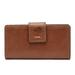 Women's Fossil Brown Gonzaga Bulldogs Leather Logan RFID Tab Clutch