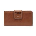 Women's Fossil Brown TCU Horned Frogs Leather Logan RFID Tab Clutch