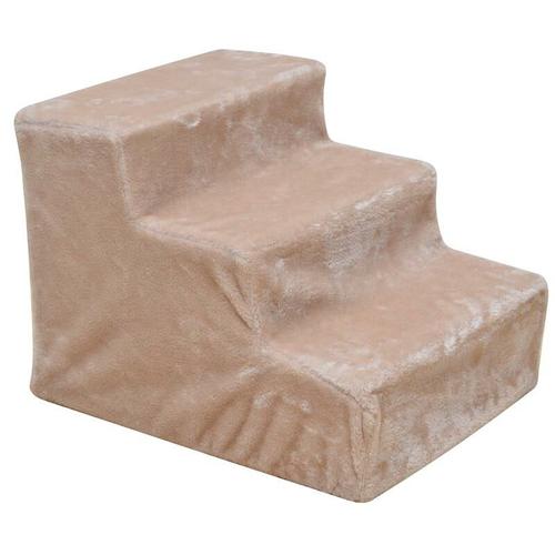 Estexo – Haustiertreppe Hundetreppe Katzentreppe Tiertreppe Treppenstufen Plüschbezug Beige