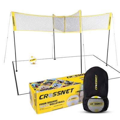 CROSSNET Four Square Volleyball Net and Game Set with Carrying Backpack & Ball - 7.7