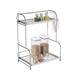 2-Tiered Kitchen Rack - Freestanding Countertop Storage Shelves with 3 Side Hooks by Lavish Home (Chrome)