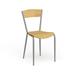 Silver Metal Restaurant Chair - Natural Wood Back & Seat - 16.75"W x 20"D x 32.25"H - 16.75"W x 20"D x 32.25"H