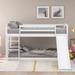 Sturdy Solid Pine Twin over Twin Low Bunk Bed with Convertible Slide and Ladder