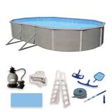 Blue Wave Belize Oval 52-inch Deep, 6-inch Top Rail Metal Wall Swimming Pool Package