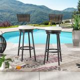 Patio Festival Outdoor Wicker/Rattan Bar Stool with Cushion (2-Pack)