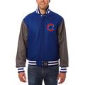 Men's JH Design Royal/Gray Chicago Cubs Big & Tall All-Wool Jacket with Embroidered Logos