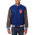 Men's JH Design Royal/Gray New York Mets Big & Tall All-Wool Jacket with Embroidered Logos