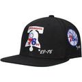 Men's Mitchell & Ness Black Philadelphia 76ers Hardwood Classics Timeline Fitted Hat