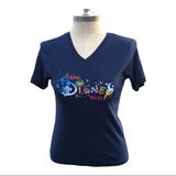 Disney Tops | Disney Mickey Mouse Fitted V-Neck T-Shirt Short Sleeve Sz M Walt Disney World | Color: Blue | Size: M