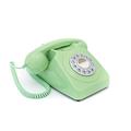 GPO 746 Push-Button Retro Landline Phone, Vintage Landline Telephone for Home, Office, Retro Phones with Authentic Bell Ring and Curly Cord, Mint Green