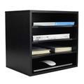 EasyPAG Wood Desktop 4 Tier A4 in Tray Office Desk Tidy File Holder Paper Organiser Magazine Storage Filing Rack,Black