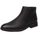 rismart Men's Leather Chelsea Boots Gents Ankle Casual Dress Shoes with Side Zip Black,8