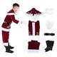 Christmas Santa Claus Suit Costume with Beard Adult Deluxe Fancy Dress Plush Santa Flannel Cosplay Outfits for Men (Red, M)