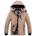 Wantdo Men's Mountain Ski Jacket Waterproof Winter Coat Hooded Windbreaker Warm Snowboarding Jacket Windproof Outdoor Jacket New Khaki S