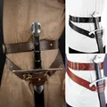 Ceinture porte-épée Steampunk médiéval en PU gaine de taille sangle réglable porte-épée Viking