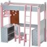 Letto a Castello e Scrittoio per Bambole Giochi Ruolo Olivias World TD-0204AG - Rosa / Grigio