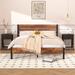 3-Pieces Bed Frame with Wood Headboard and Modern Nightstands Set of 2