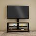 Black Tempered Glass Height Adjustable Universal Swivel Entertainment Center With Mount TV Stand for 32’’- 65’’ TV