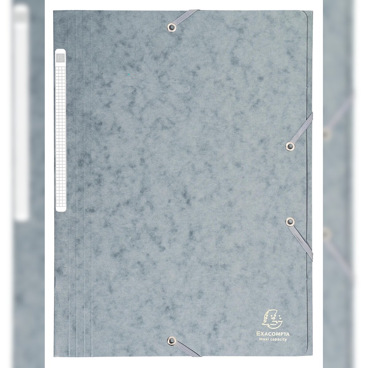 Exacompta 17110H 25x Sammelmappe mit Gummizug und 3 Klappen, Maxi-Kapazität, aus Colorspan-Karton 500µ/425g/m2, 24x32cm für DIN A4 - Grau Image