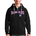 Men's Antigua Black New York Rangers Wordmark Victory Full-Zip Hoodie