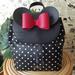 Kate Spade Bags | Kate Spade Nwt Minnie Mouse Polka Dot Black Medium Backpack Refined Leather | Color: Black/White | Size: 9.3'' H X 9.8'' W X 5.3'' D