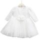 Dilaras Babybekleidung Baby Dress Girls Festive Christening Dress Pink White Long Sleeve with Lace, White, 56/62 cm