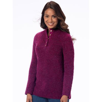 Appleseeds Women's Cuddle Boucle Pullover Sweater - Purple - 2X - Womens