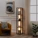 Latitude Run® 64" Fancy Column Floor Lamp w/ Shelves & 3-in-1 Dimmable LED Manufactured Wood in Black | 64 H x 10.25 W x 10.25 D in | Wayfair