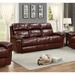 Sunset Trading Luxe Leather Reclining Sofa w/ Power Headrest | 3 Seater | Dual Recline | USB Ports | Leather Match/Genuine Leather in Brown | Wayfair