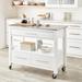 Latitude Run® 43" Freestanding Buffet Table Kitchen Cart, Stainless Steel in Gray/White | 36 H x 43 W x 22 D in | Wayfair