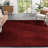 White 63 x 47 x 1.8 in Area Rug - Well Woven Elle Basics Emerson Modern Solid Deep Red Textured Shag Rug | 63 H x 47 W x 1.8 D in | Wayfair