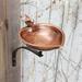 Achla Designs Heart Shaped Birdbath Bowl With Wall Mount Bracket, 9 Inch Diameter, Antique Copper