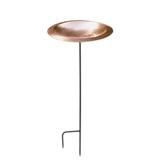 Achla Designs Hammered Copper Birdbath Bowl w/Stake, 12.5 Inch Diameter, Polished Copper Plated