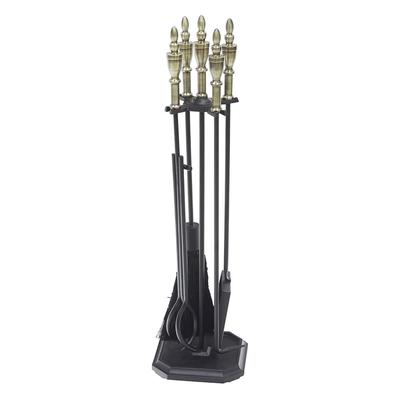 Minuteman International Westford Fireplace Set of 4 Tools, 30.5 Inch Tall, Antique Brass and Black