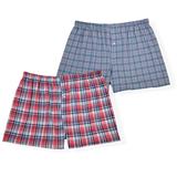 Men's Big & Tall Men's 2-Pack Stretch Woven Boxer by Hanes in Red Blue Plaid (Size 2XL)