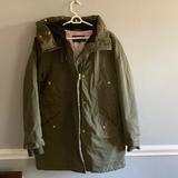 J. Crew Jackets & Coats | Jcrew Green Cotton Canvas Winter Coat Size Medium Guc | Color: Green/Red | Size: M