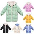 UEsent (1-10 years) Children's Winter Jacket with Hood for Boys Girls Down Jacket Thick Coat Warm Padding Cotton Coat Plain Medium Length Windproof Down Jacket Hoodie, beige, 7-8 Years