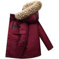 SKYWPOJU Winter Coat for Men,Men's Fur Lined Warm Thicken Parka Jacket with Removable Hood (Color : Red, Size : M)